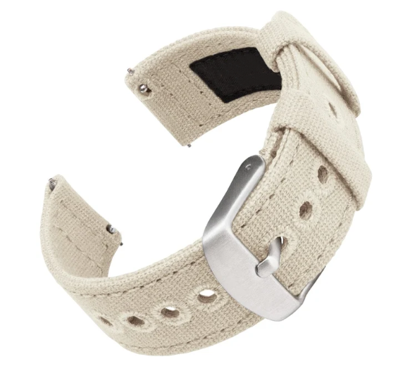 Vintage Quick‑Release Canvas Watch Strap Stainless Steel Tang Buckle