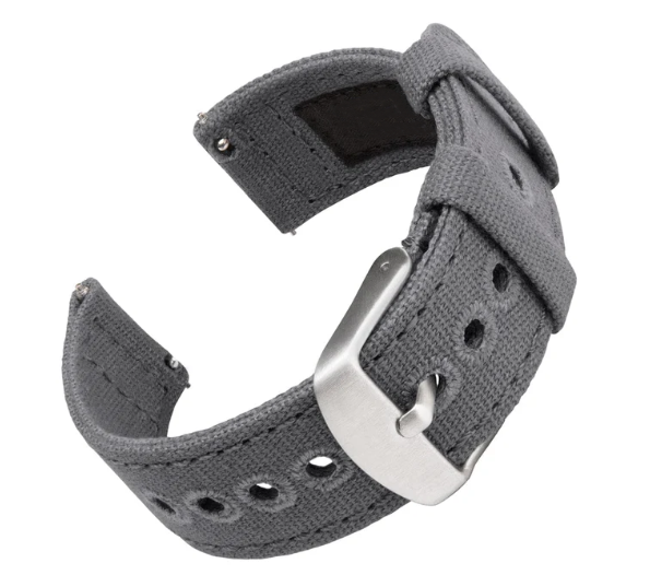Vintage Quick‑Release Canvas Watch Strap Stainless Steel Tang Buckle