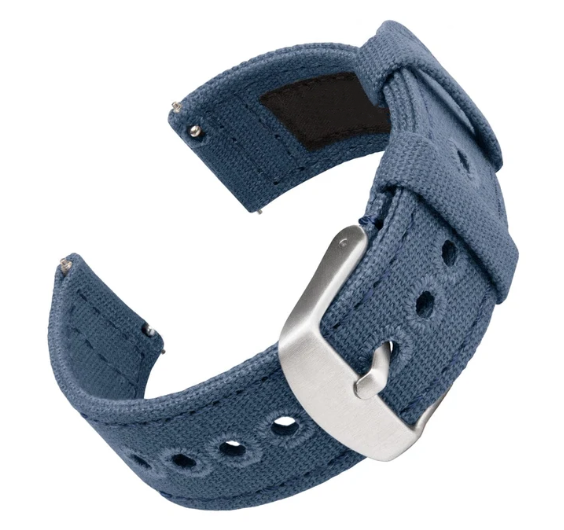 Vintage Quick‑Release Canvas Watch Strap Stainless Steel Tang Buckle